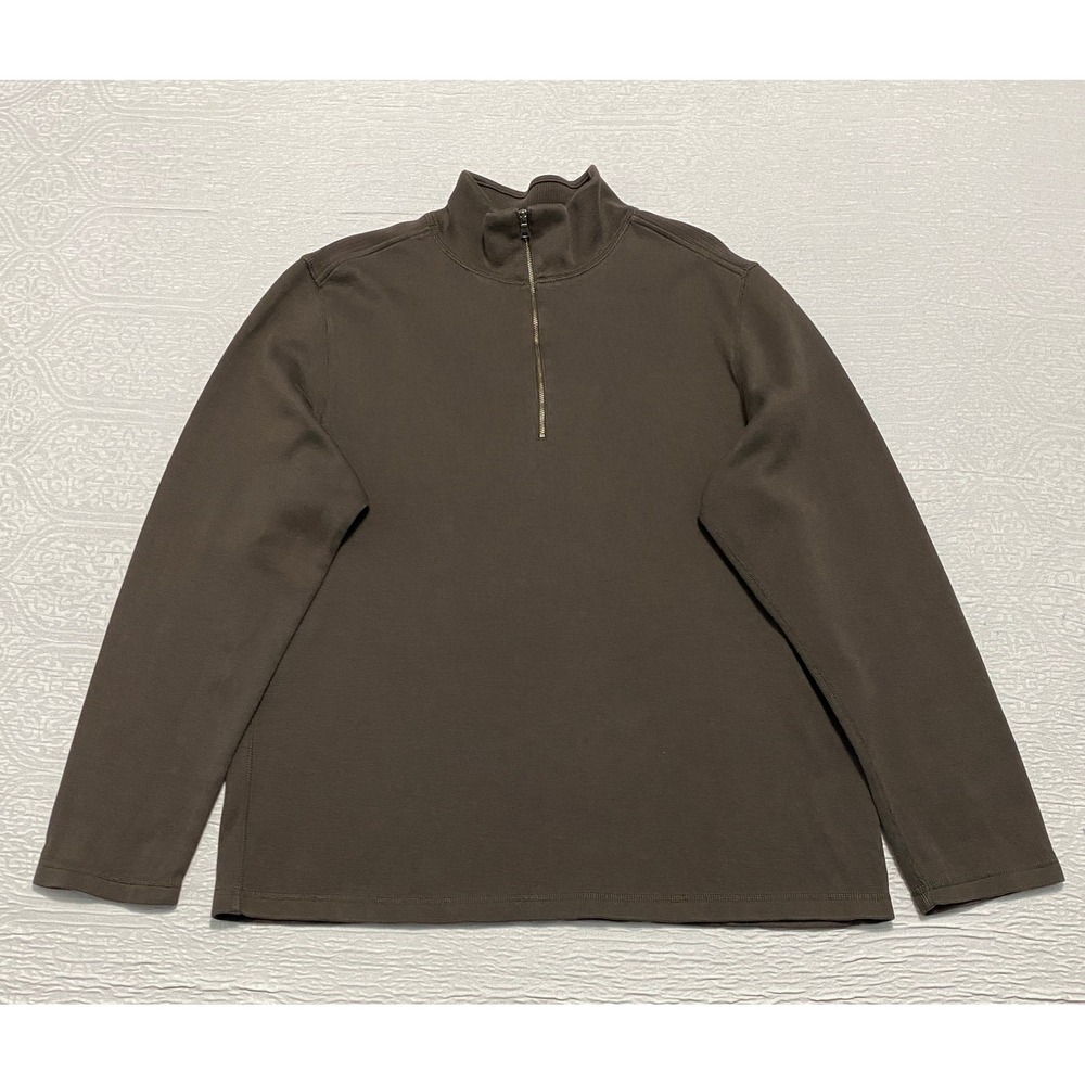 Banana‎ Republic Mens XL Brown 1/4 Zip Mock Neck Long Sleeve Cotton Pullover